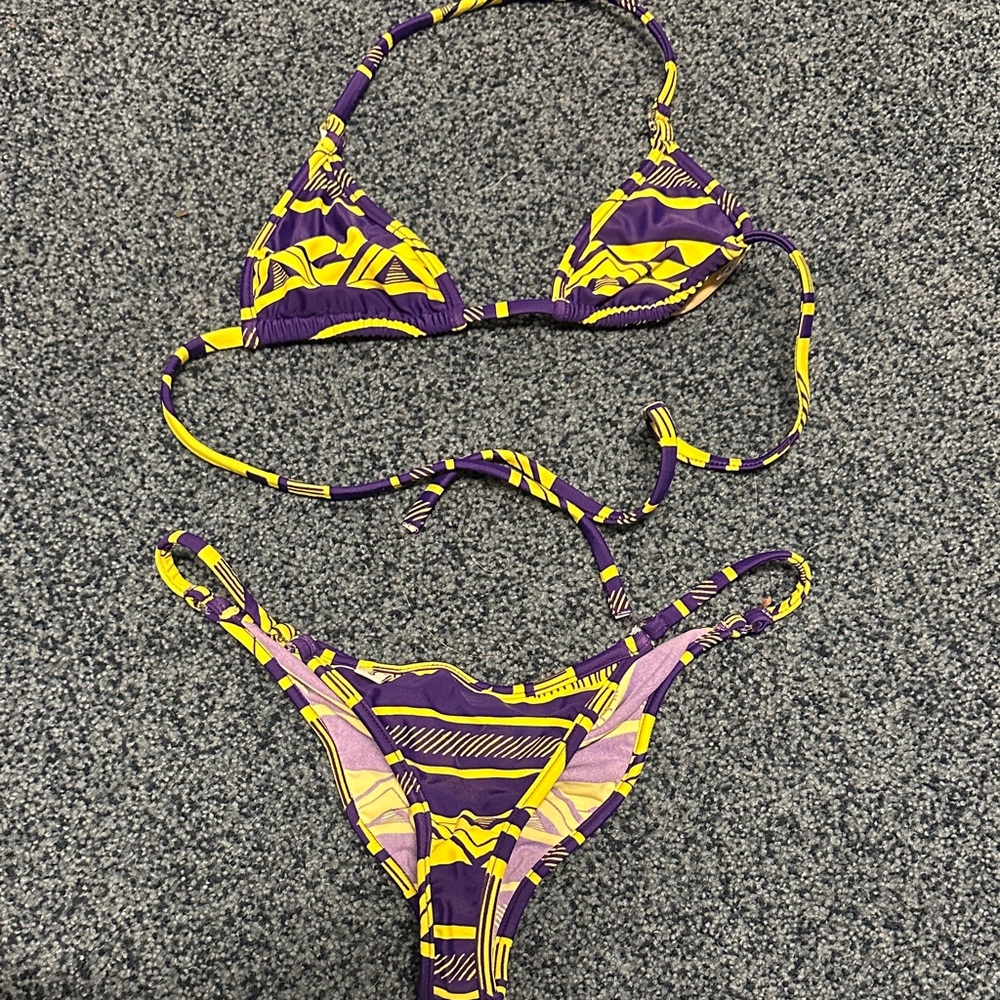 Purple and Yellow Bikini Set